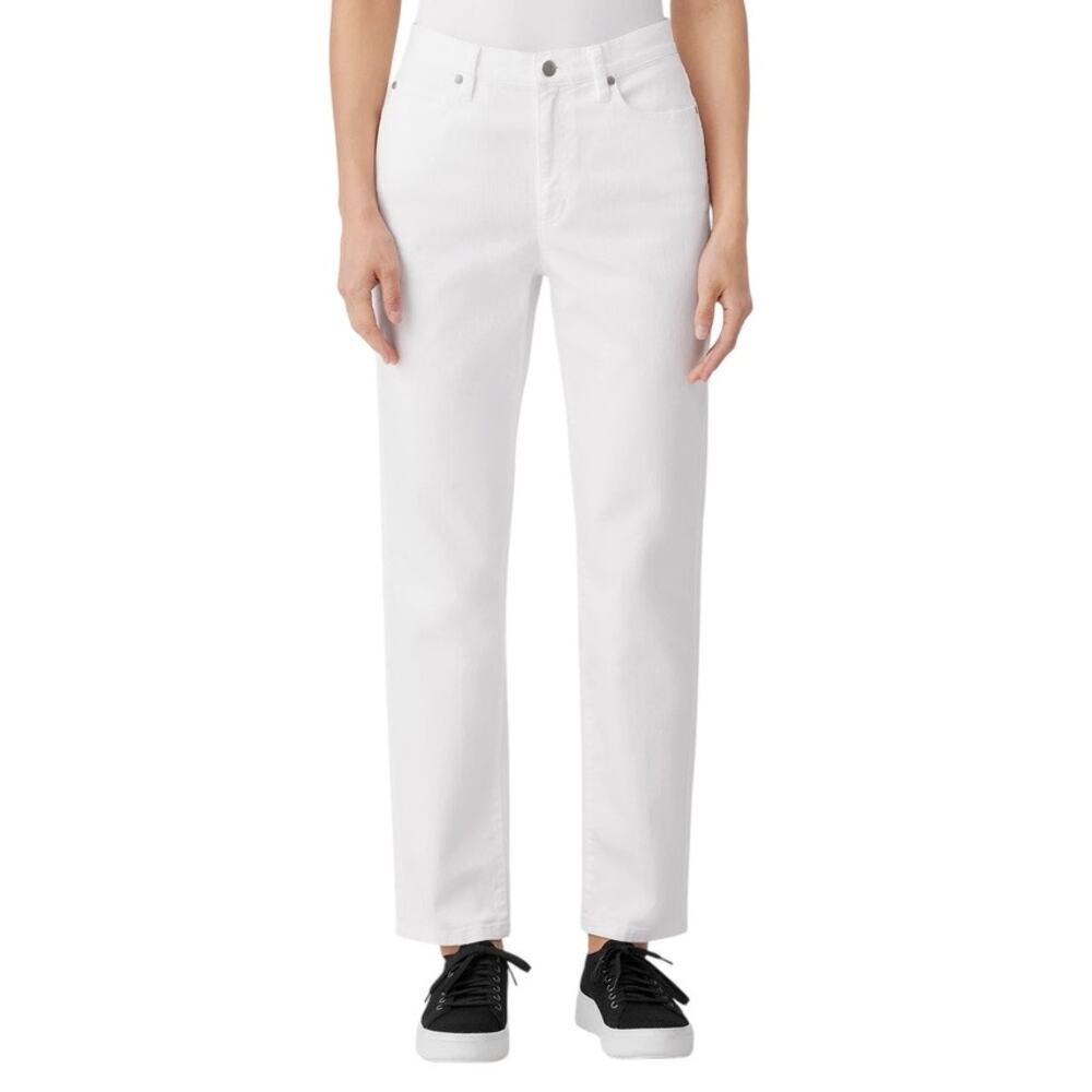Eileen Fisher Organic Cotton Denim Slim Jean White Size 4 Minimalist Casual